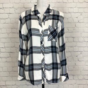 Rails Hunter Buttondown Shirt Size S White Blue Plaid